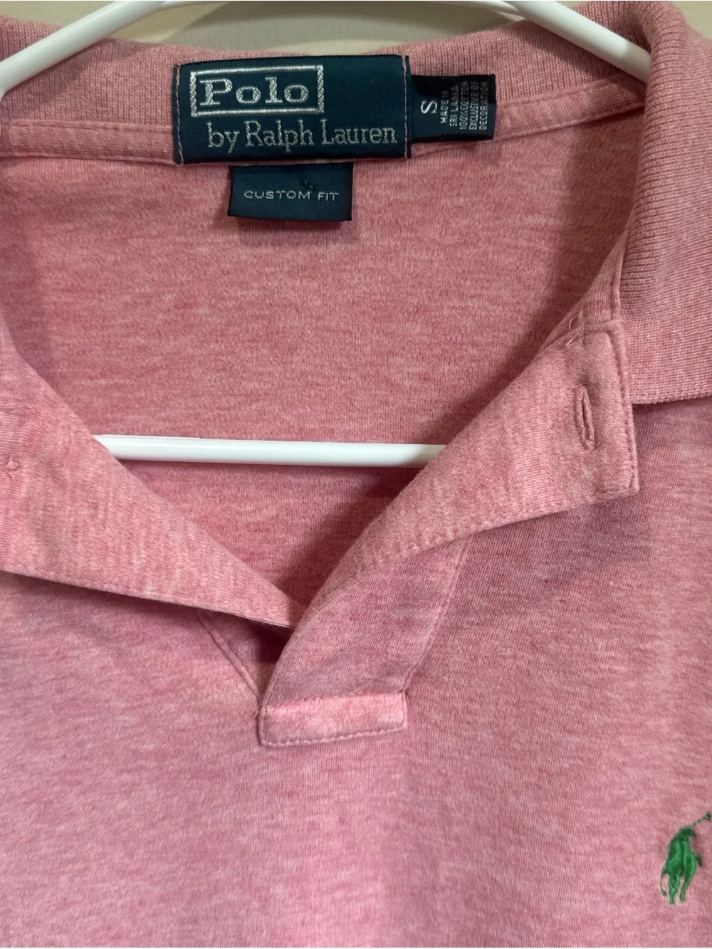 Ralph Lauren Men's Heather Pink Polo with Green Pony